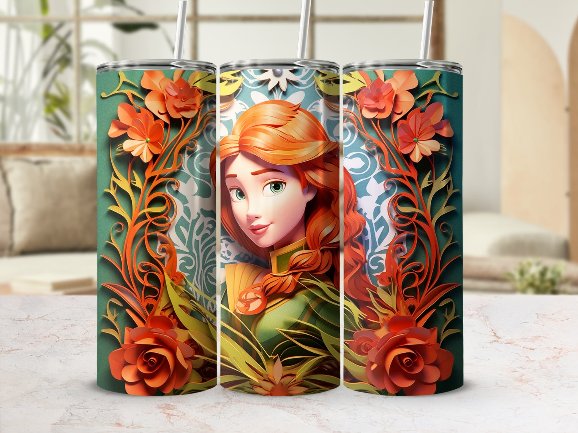 Floral and Enchanted Character Design Tumbler