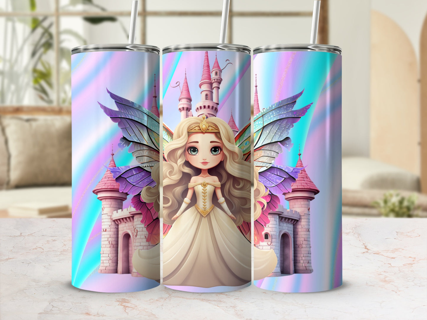 Enchanting Fairy Princess with Castle Tall Tumbler