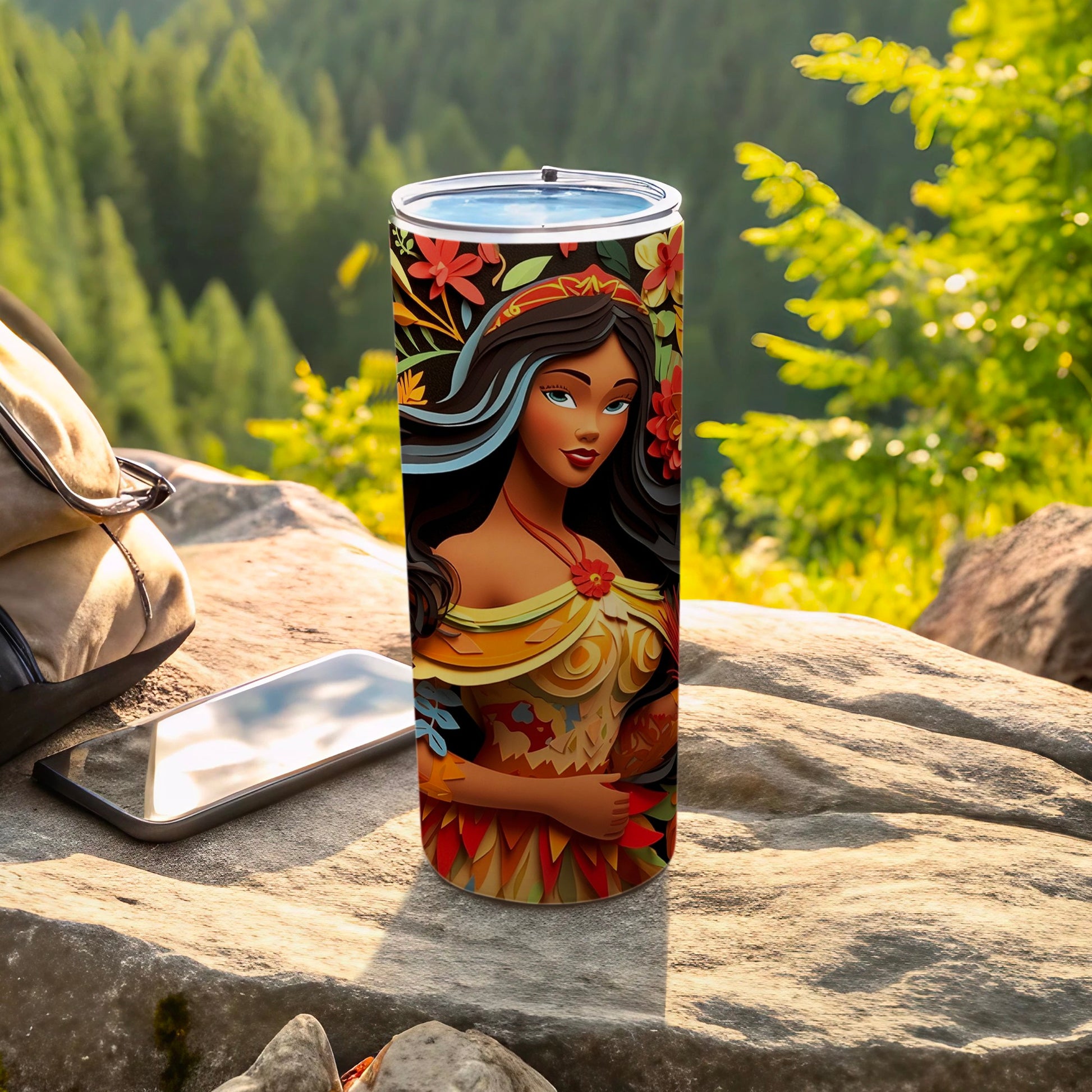 Vibrant Floral Character Art Insulated Tumbler Cup