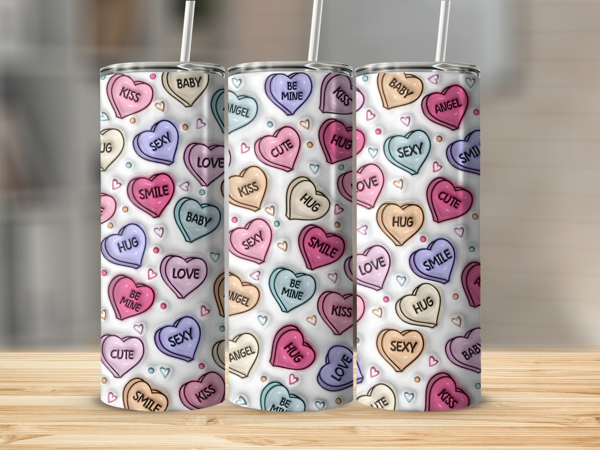 Colorful Love Hearts Theme Pattern 20oz Tumbler Cup