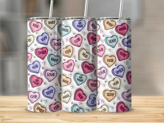 Colorful Love Hearts Theme Pattern 20oz Tumbler Cup