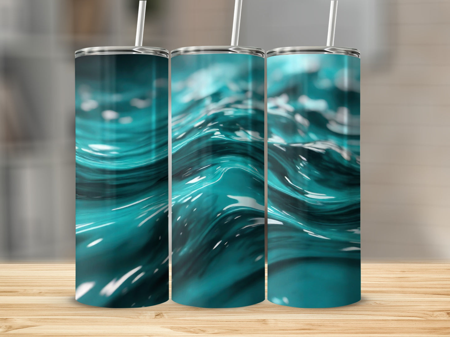 Aqua Teal Wavy Liquid Surface Visual Art product type
