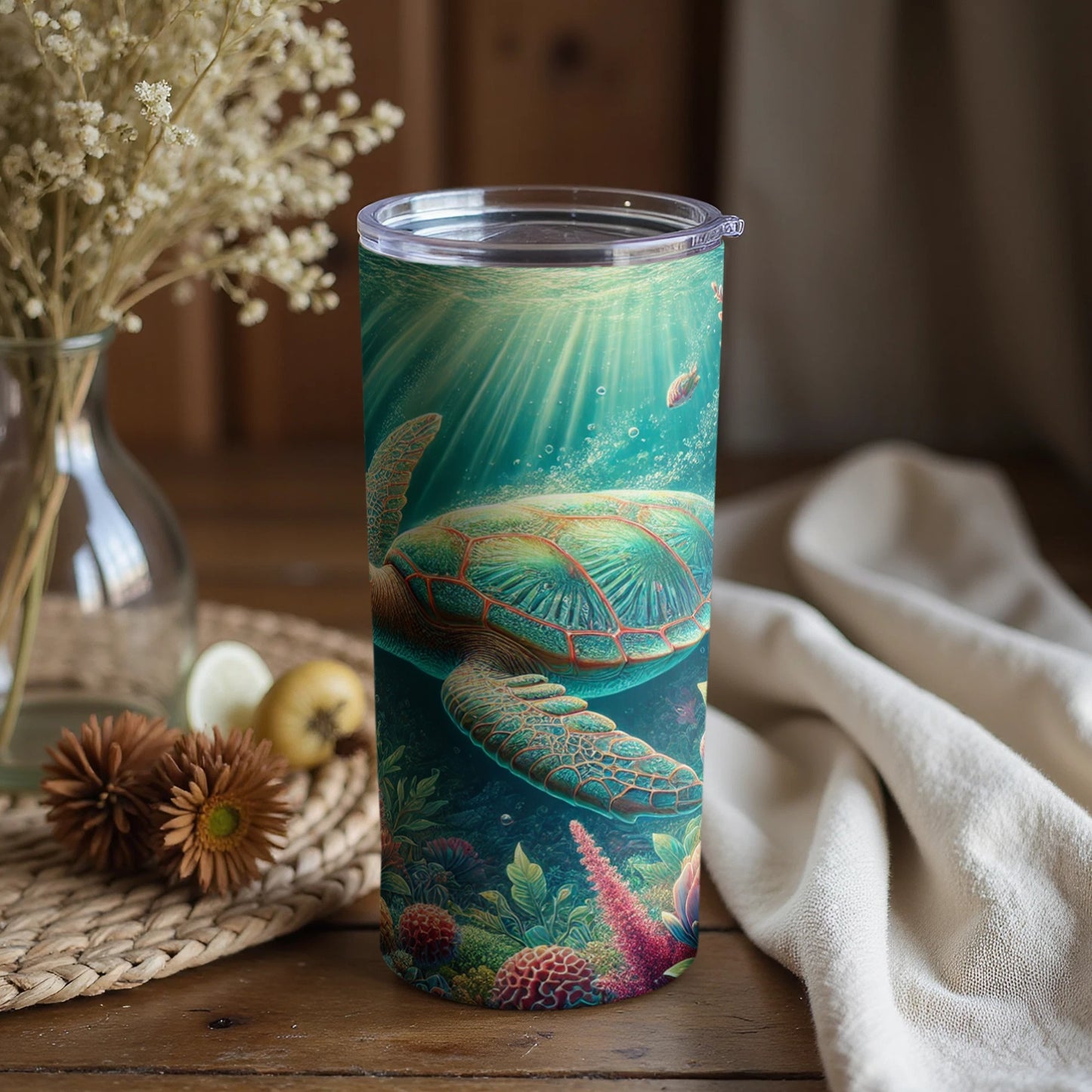 Underwater Turtle Design Insulated Drinkware Cup
