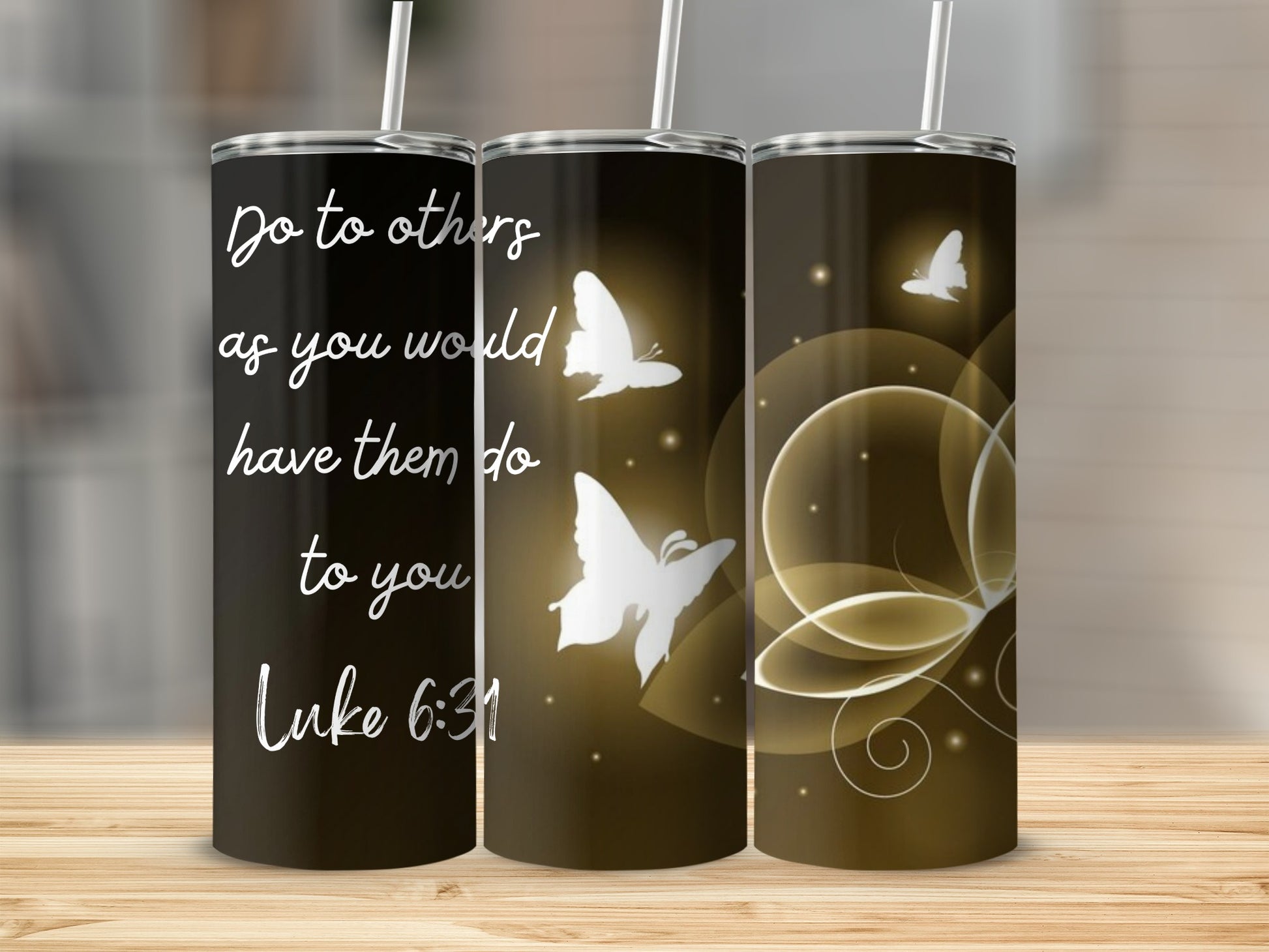 Inspirational Quote with Butterflies Design Tumbler