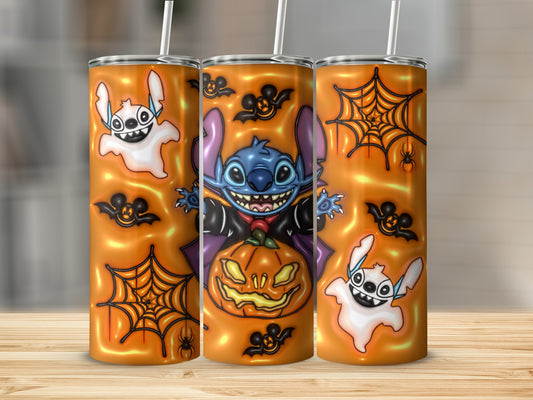 Halloween Spooky Ghost and Pumpkin Design Tumbler