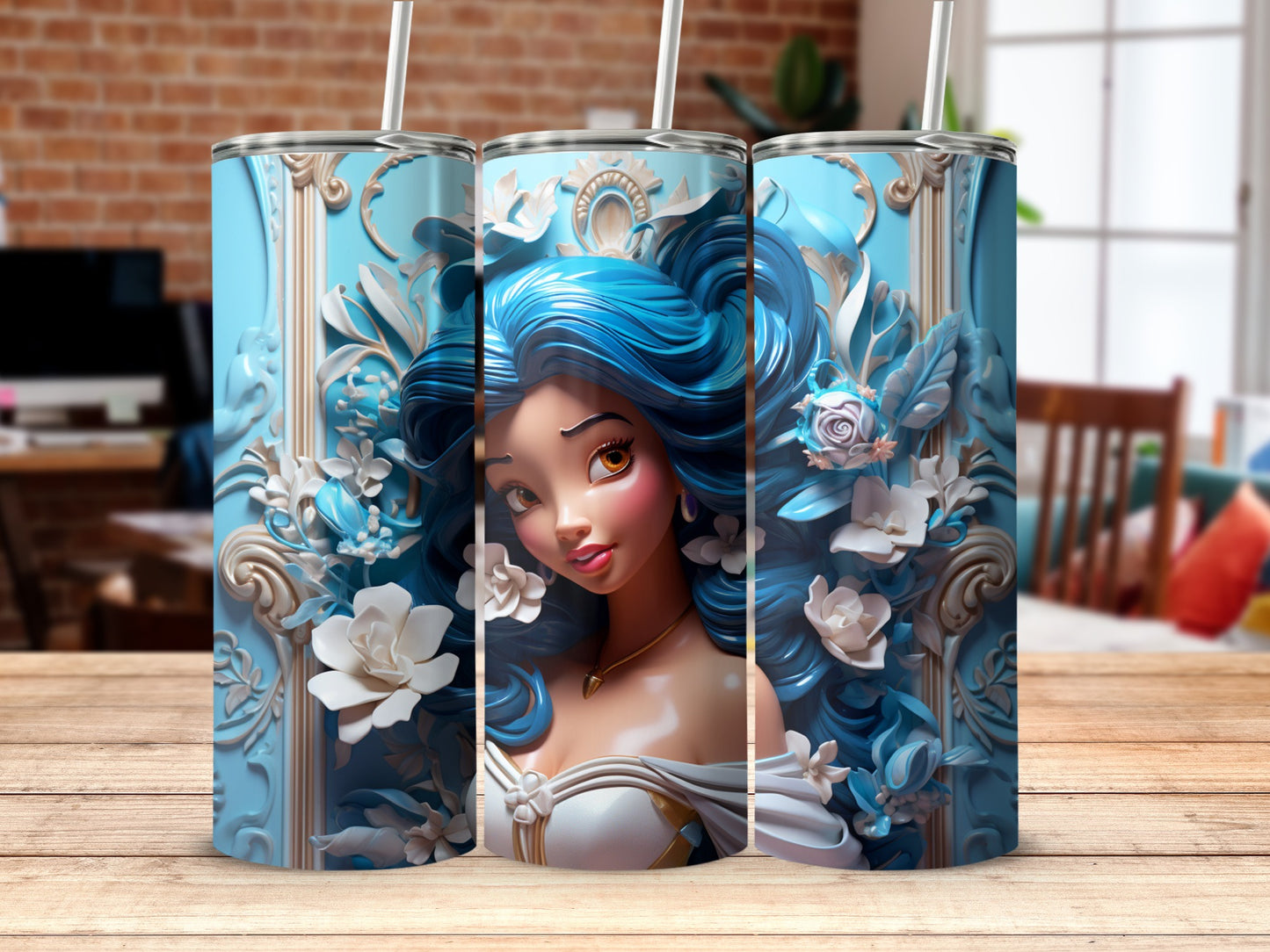 Stunning Blue Theme Tumbler with Artistic Design
