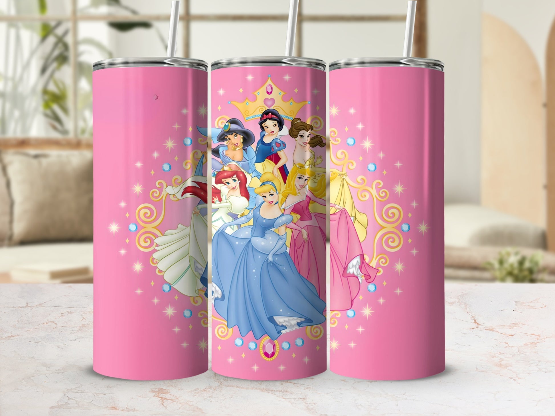 Pink Tumbler with Princesses Design 20oz product