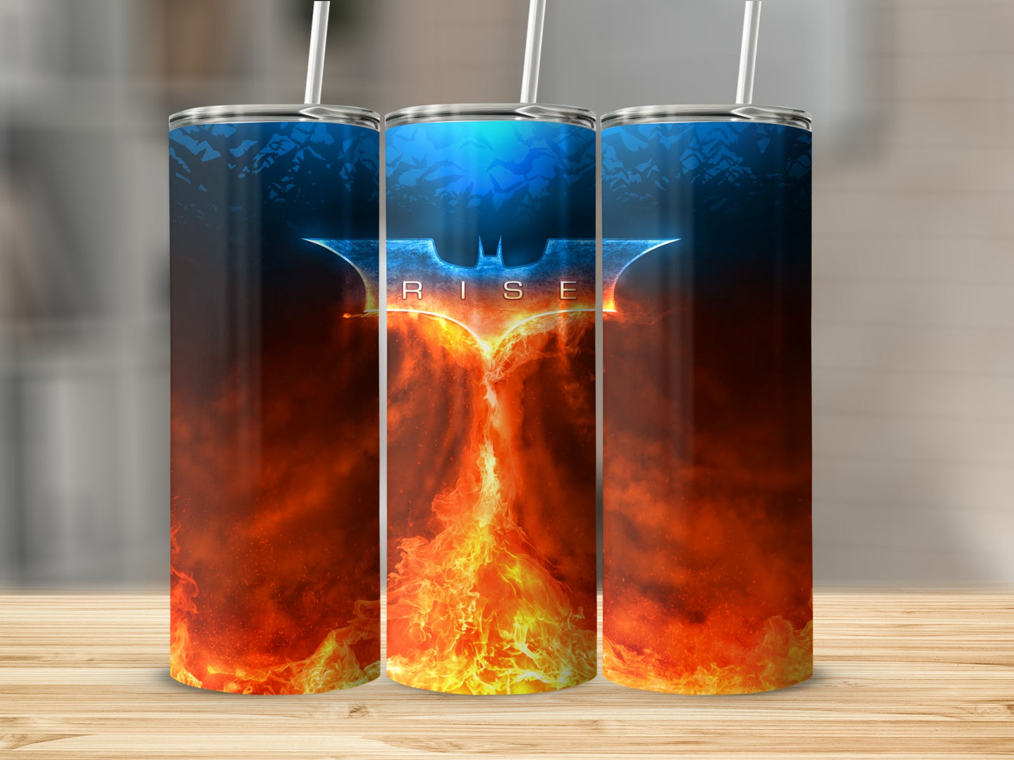 Batman RISE Logo Fire Bats Dark Sky Tumbler product type