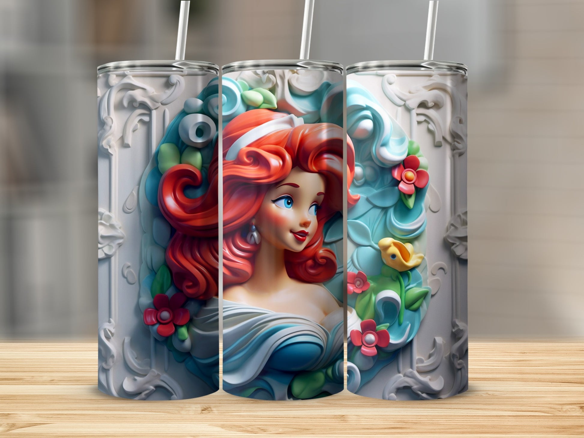 Beautiful and Artistic Colorful Mermaid Tumbler Design
