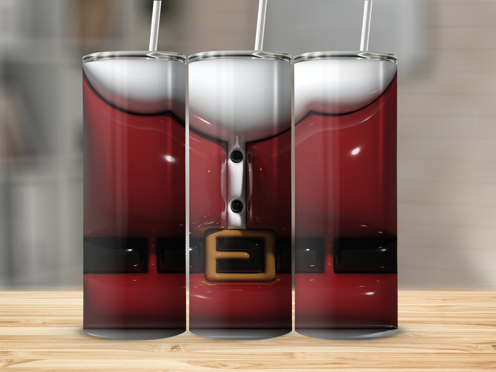 Festive Santa Claus Belt Design Insulated Tumbler