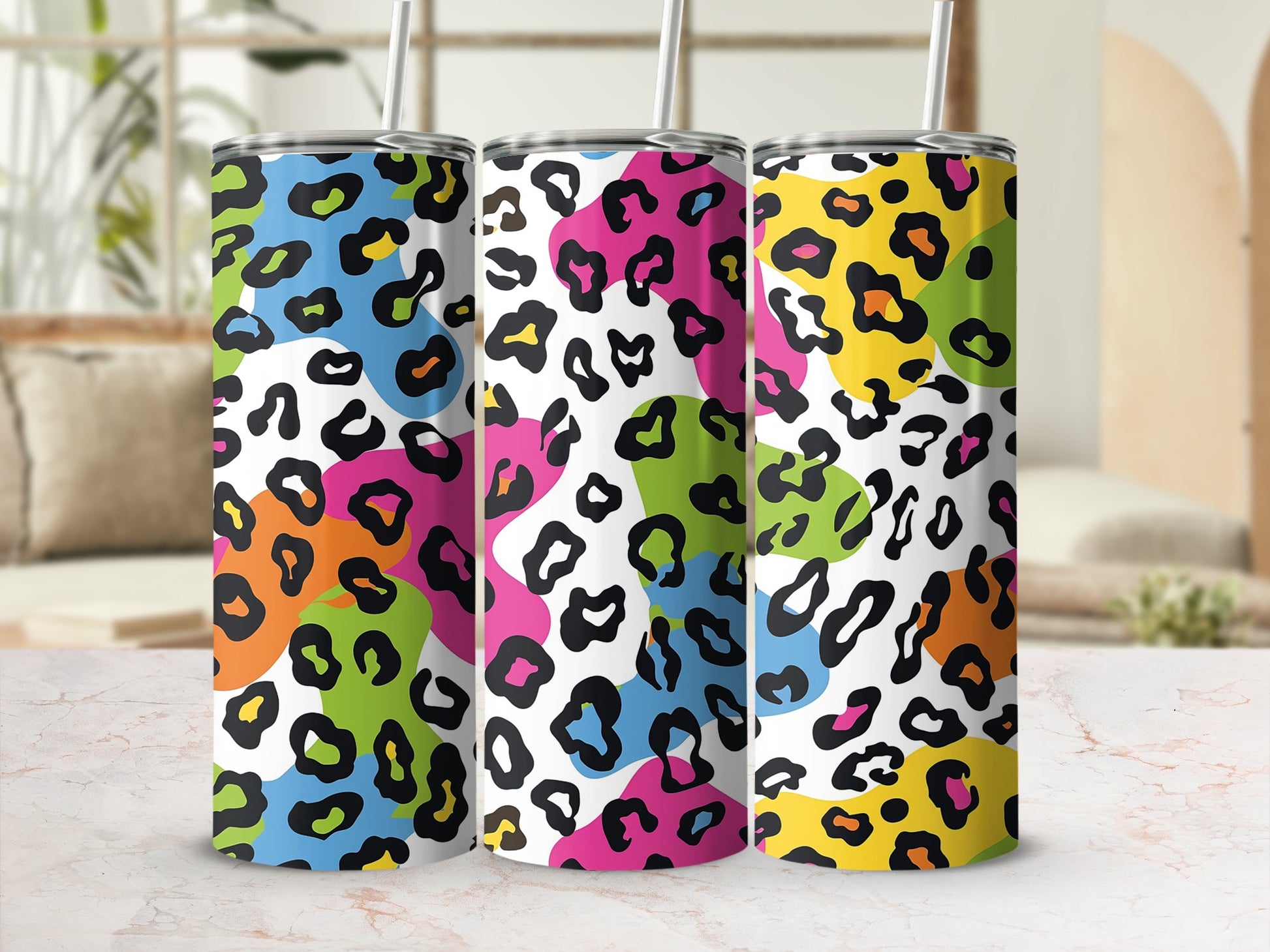 Colorful Leopard Print Stainless Steel Tumbler Product