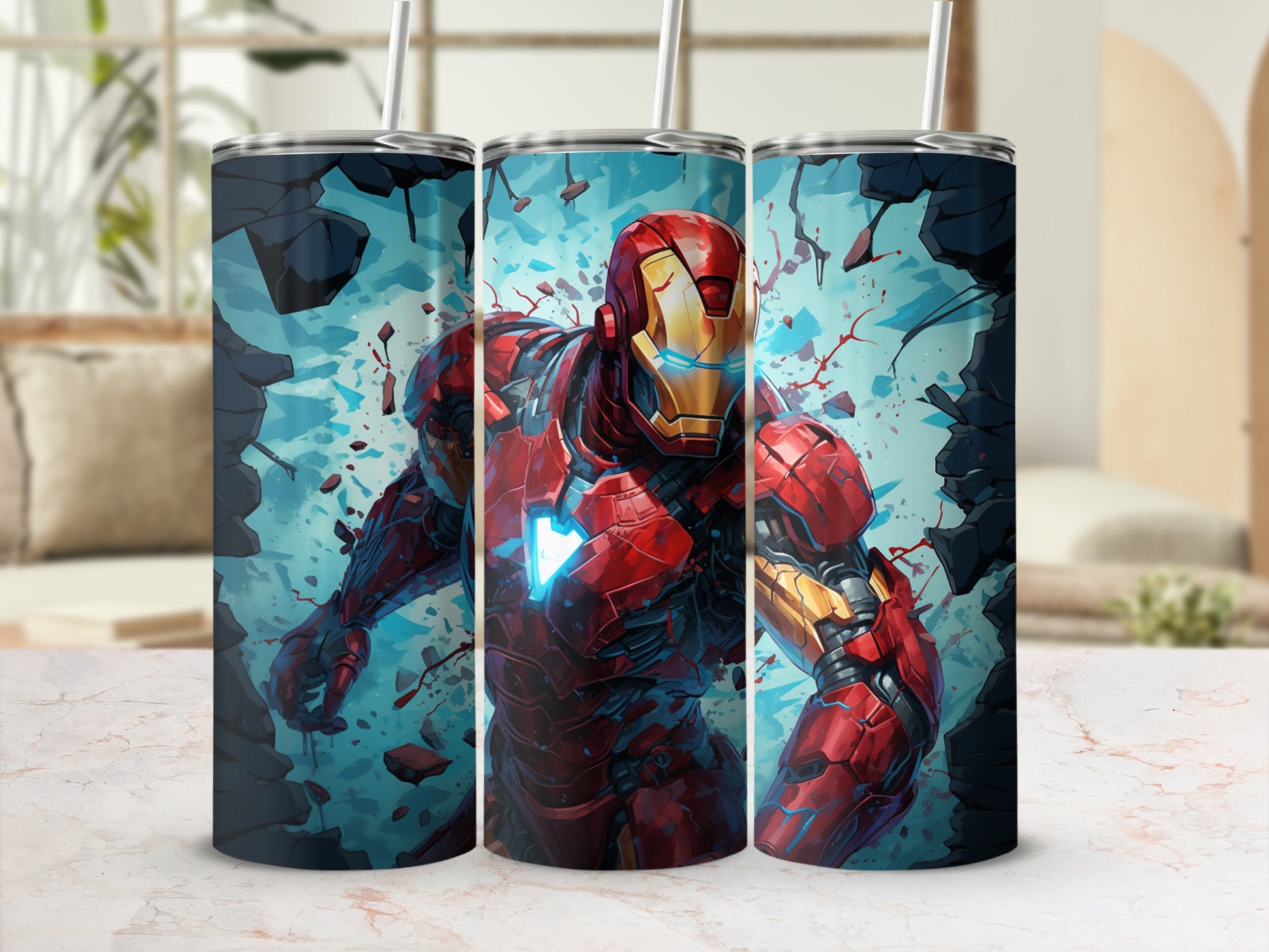 Iron Man Artwork Tumbler Thermos Flask Stainless Steel