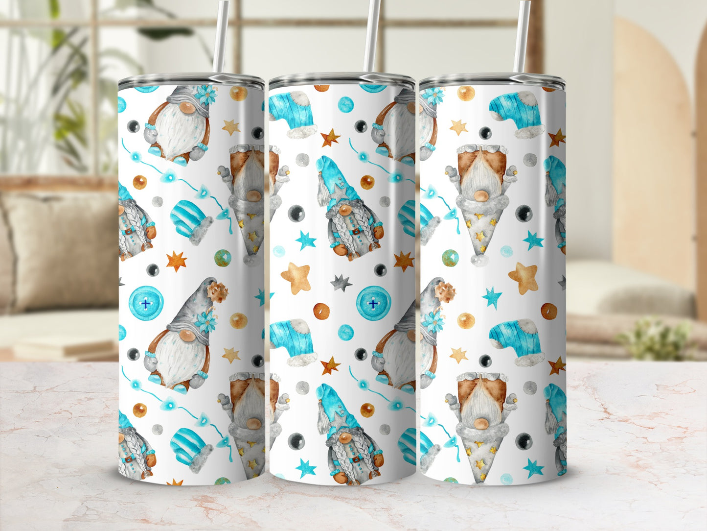 Festive Gnome And Holiday Patterns Tall Tumblers