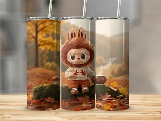 Cute Forest Animal Character Autumn Scene tumbler