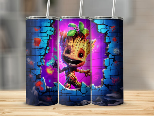 Colorful Groot Breaking Through Wall Design Tumbler