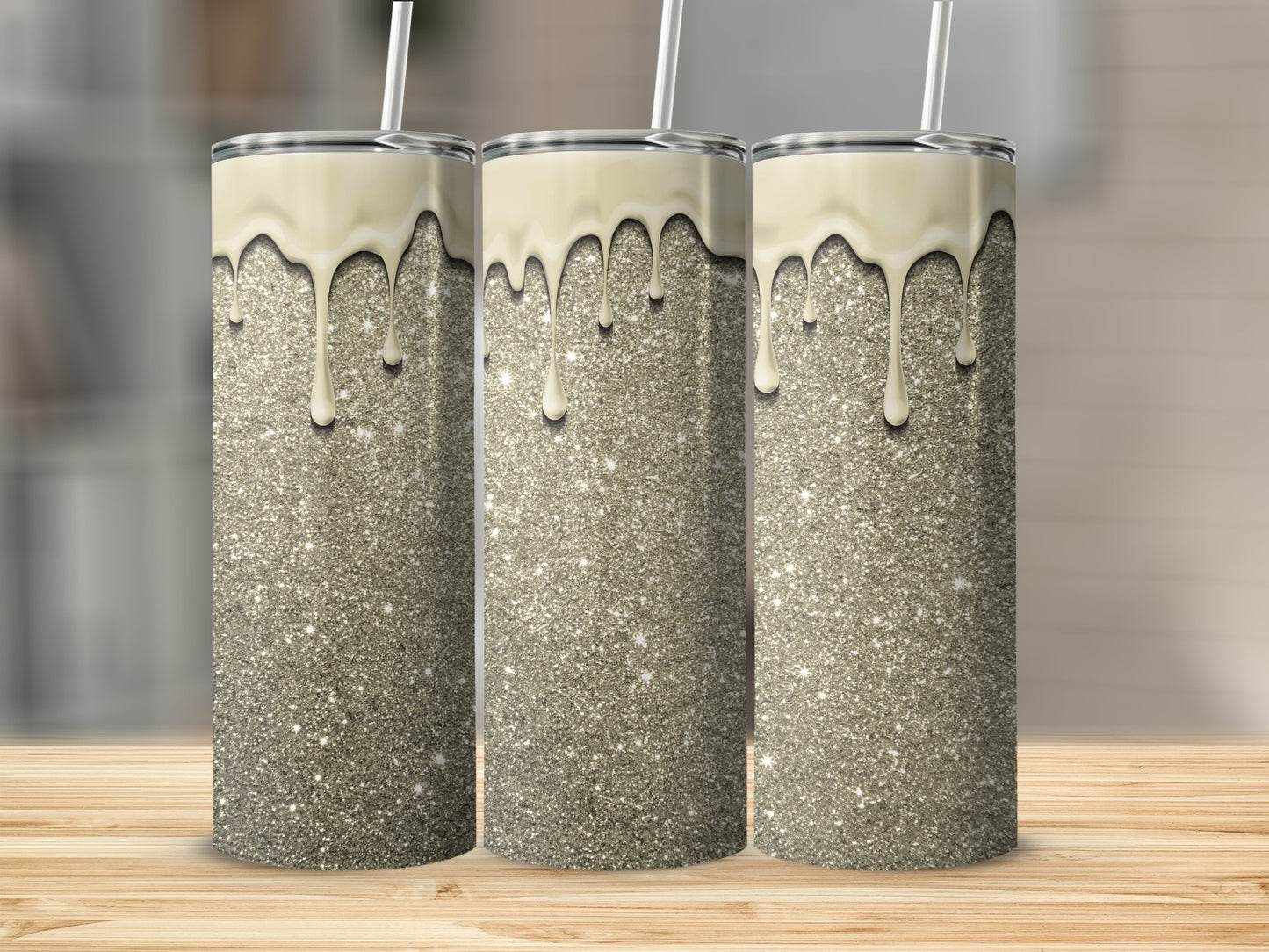 Stunning Glitter and Drips Stainless Steel Tumbler