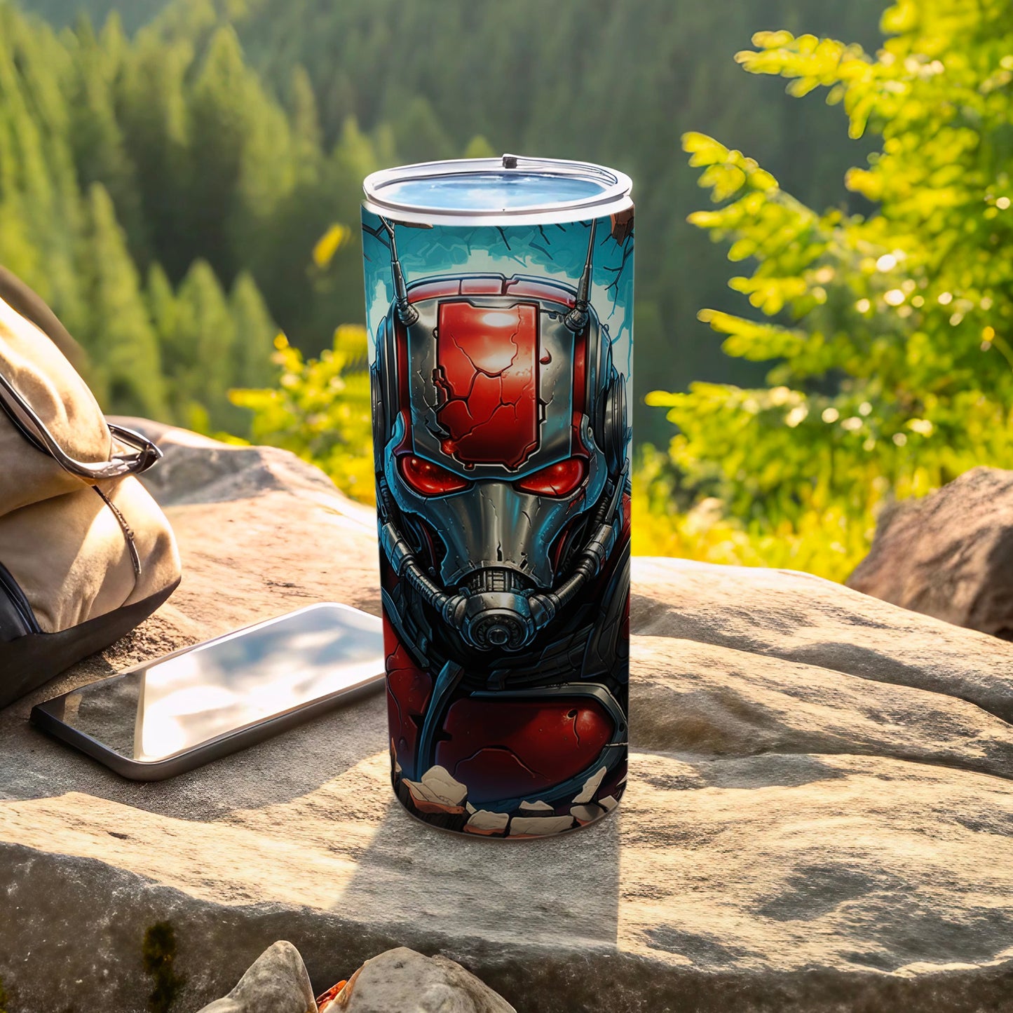 Futuristic Sci-Fi Warrior Travel Tumbler with Lid