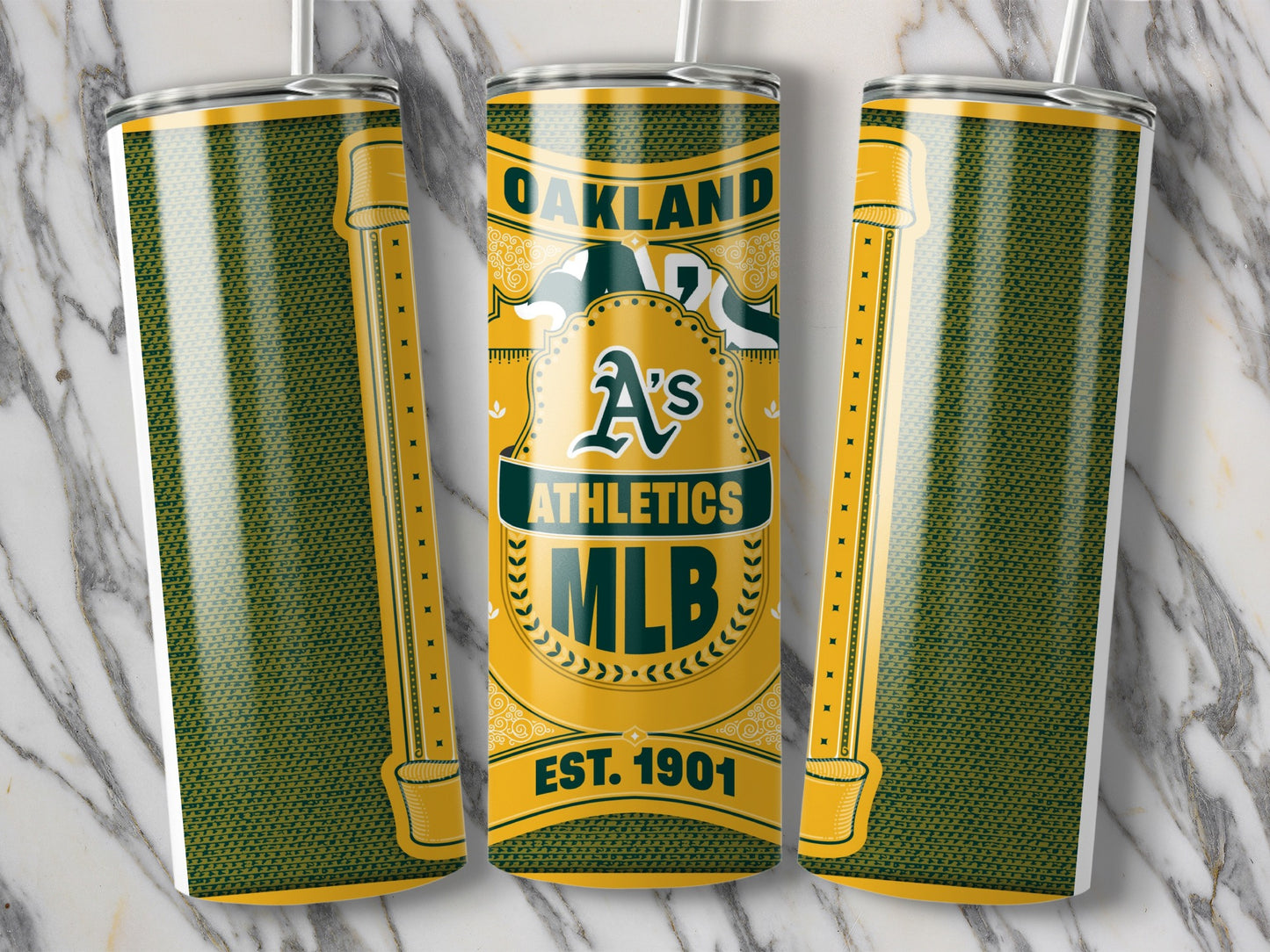 Oakland Athletics MLB Logo Established 1901 Design Tumbler