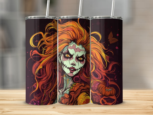 Halloween Zombie Witch Tumbler with Straw 20oz Drinkware