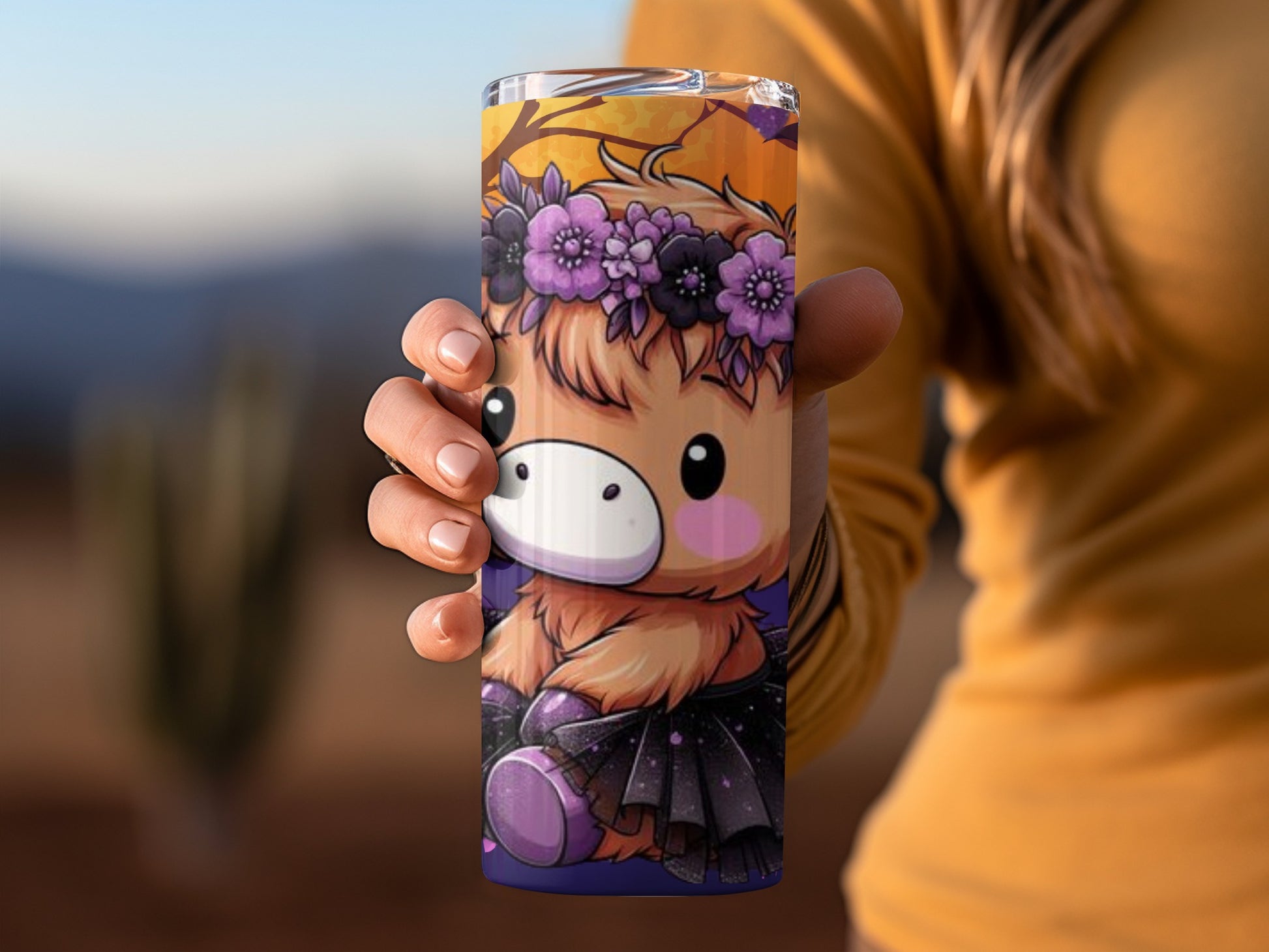 Cute Cartoon Animal with Flower Crown Tumbler Cup