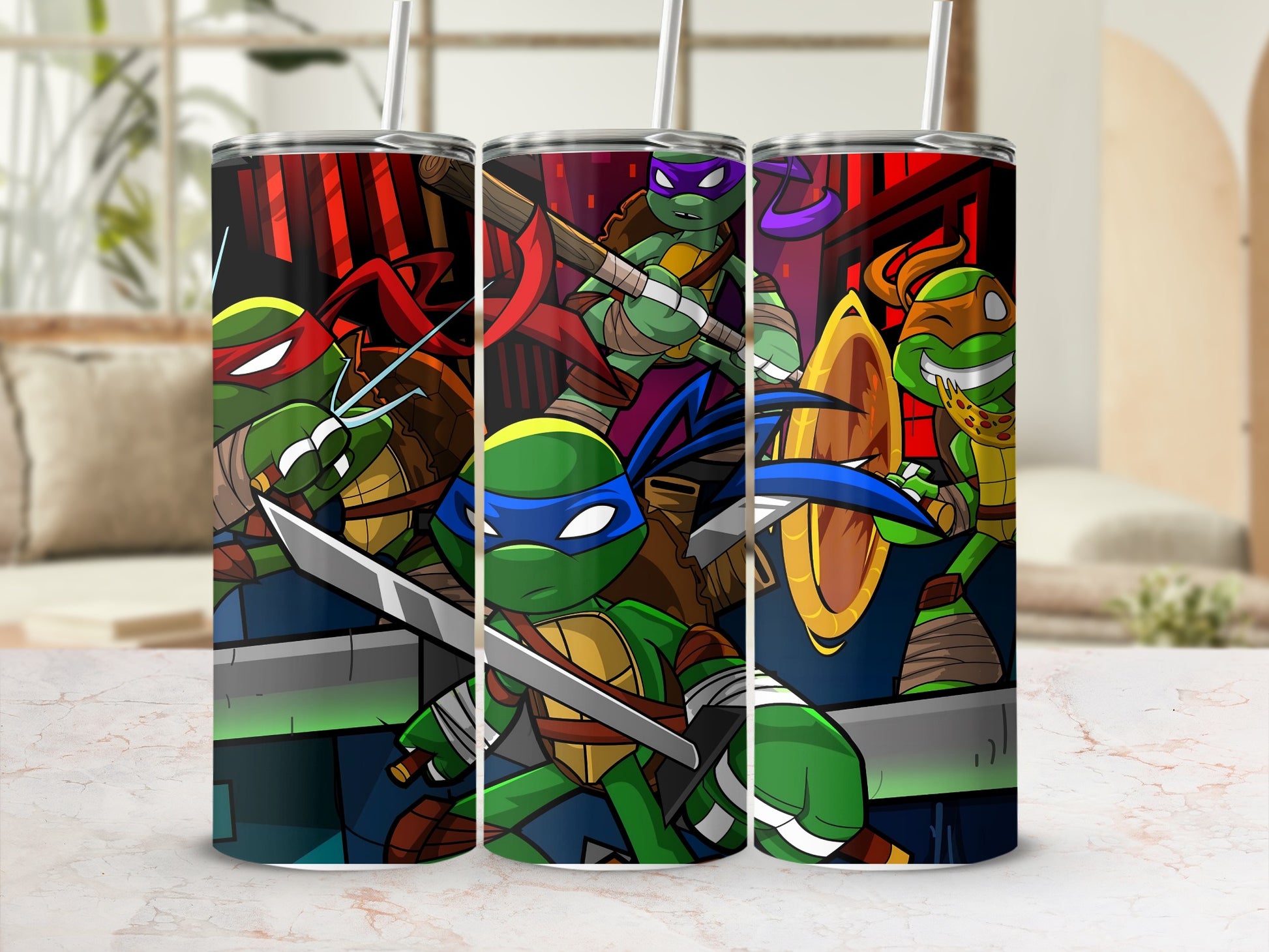Vibrant Ninja Turtle Heroes Design Tumbler Cup