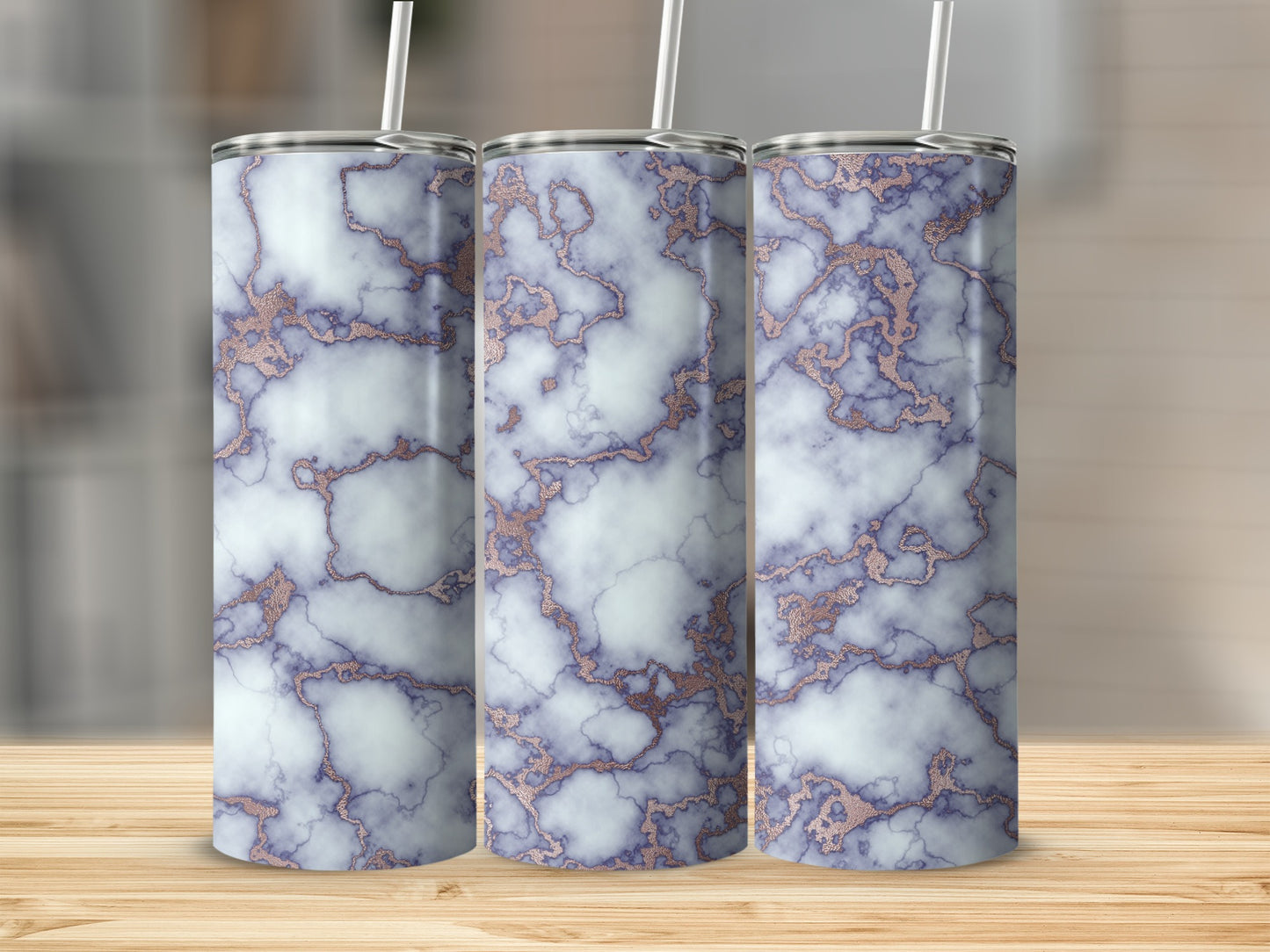 Marble Texture with Rose Gold Veins Design Style Tumblers