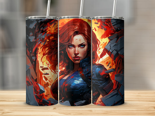 Fiery Warrior Artwork Captivating Tumbler Product