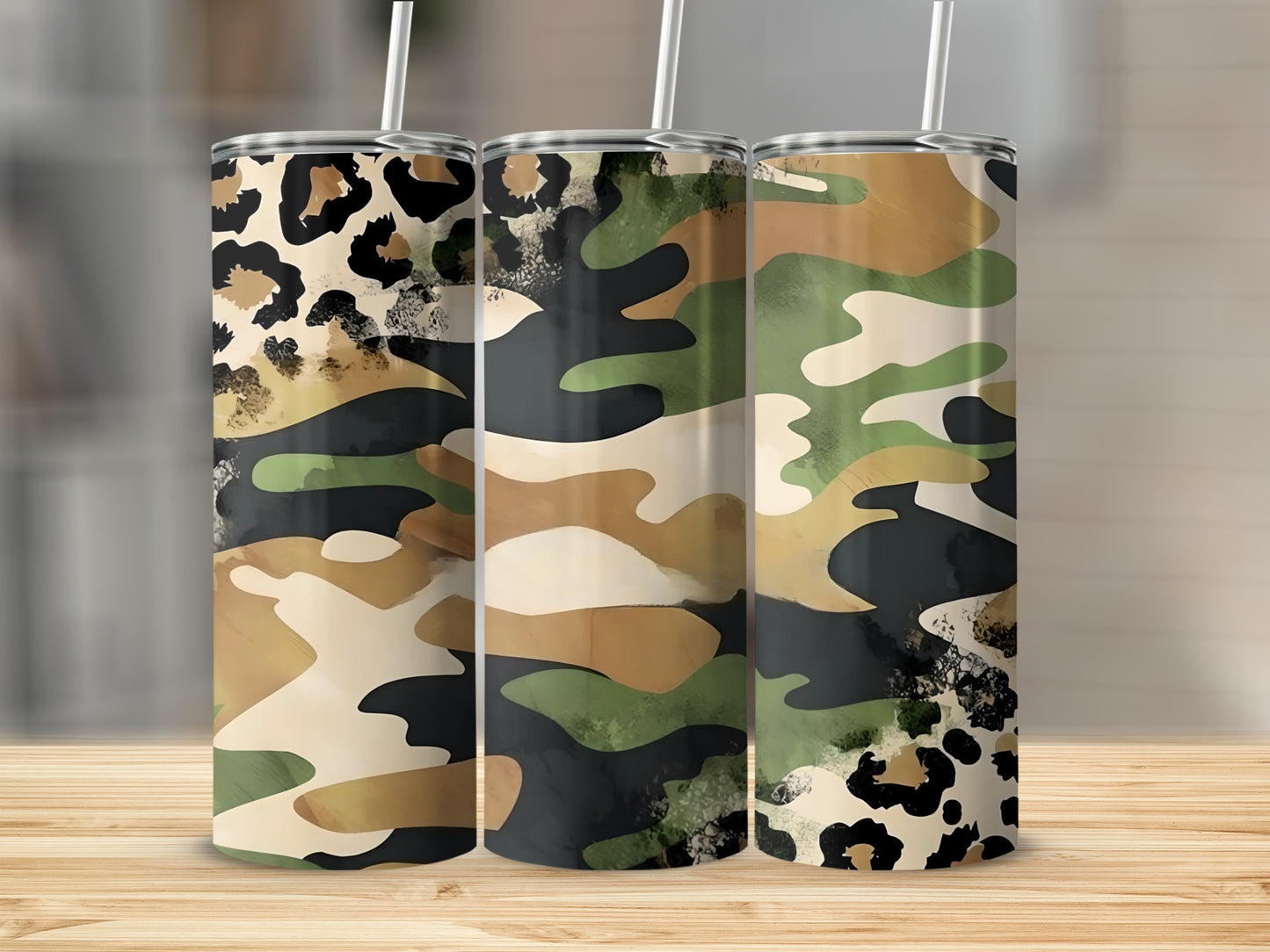 Camouflage and Leopard Print Stainless Steel Tumbler