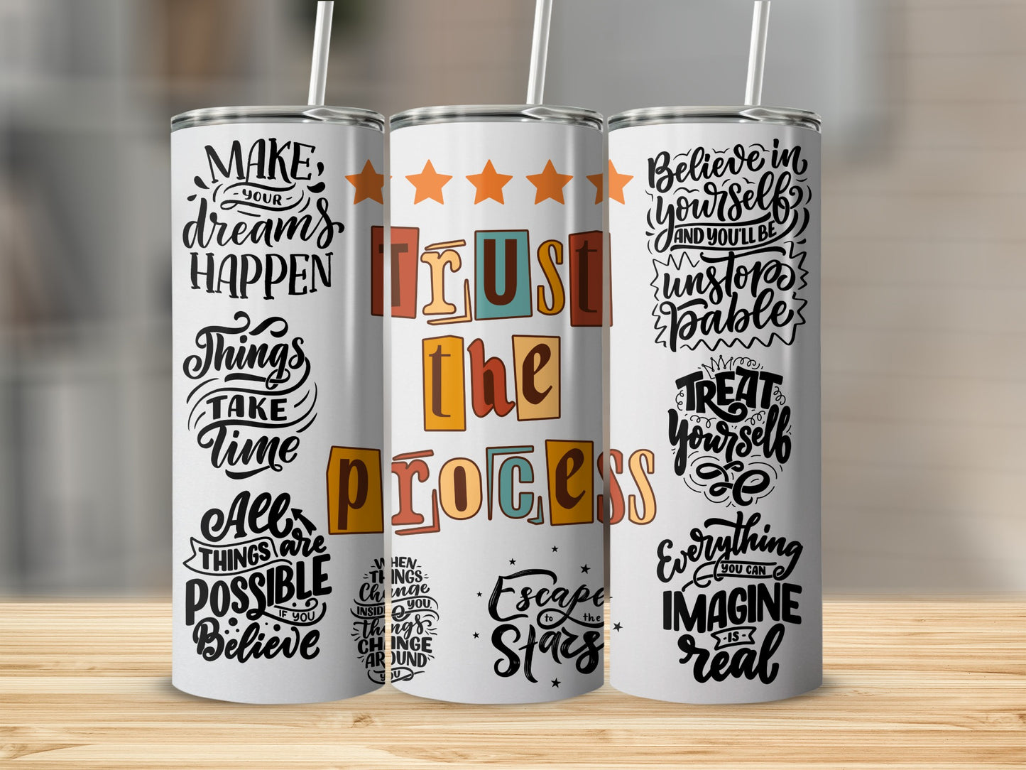 Motivational Message Design Skinny Tumbler Product