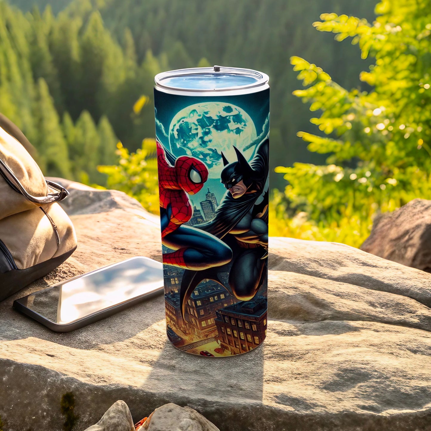 Superhero Battle Scene Insulated Tumbler for Fans