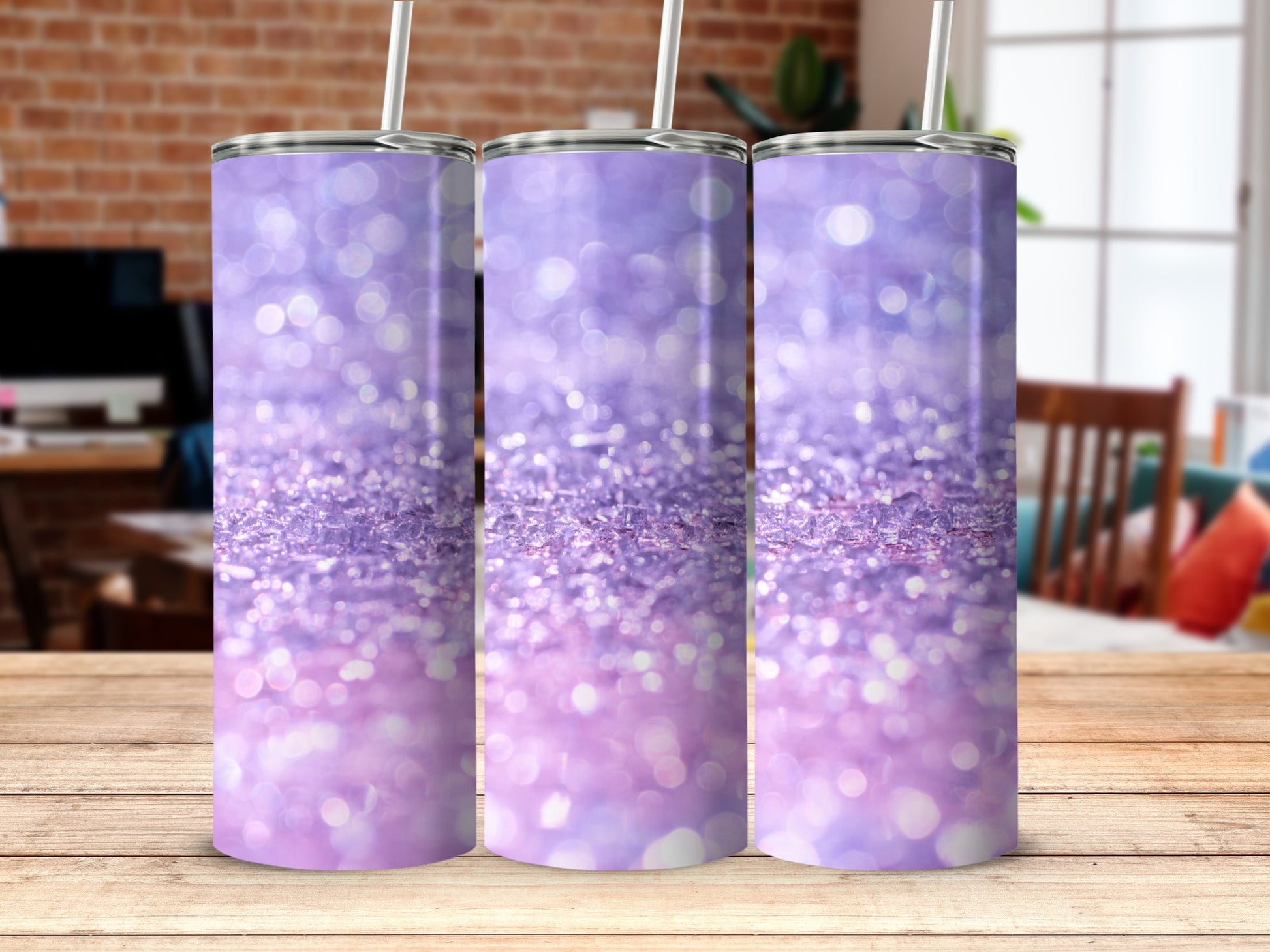 Sparkling Purple Glitter Background Stainless Steel Tumbler