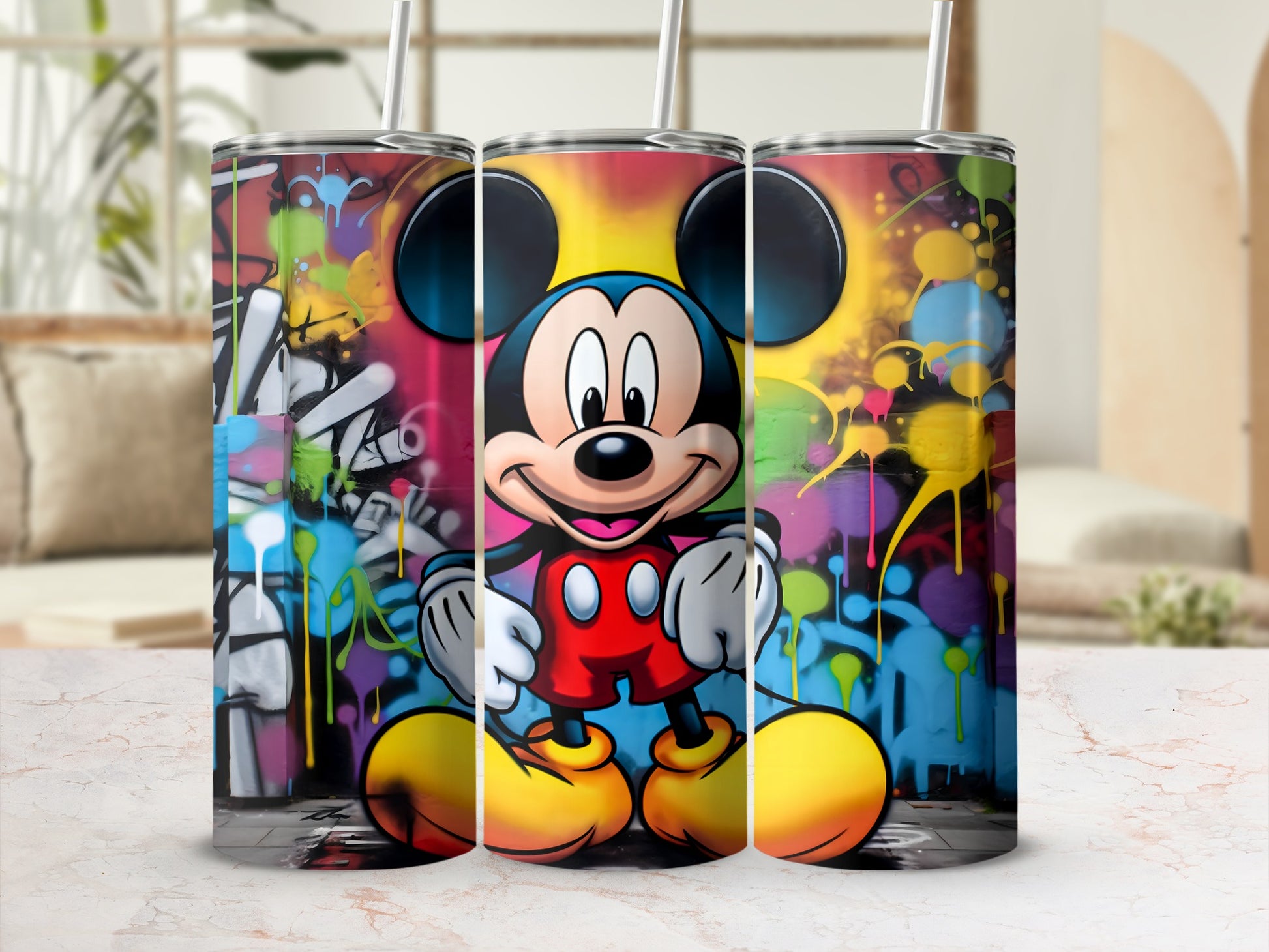 Colorful Mickey Mouse Graffiti Art Tumbler