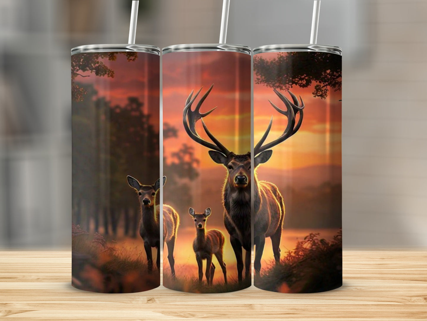 Majestic Deer Family in Sunset Tumbler Product
