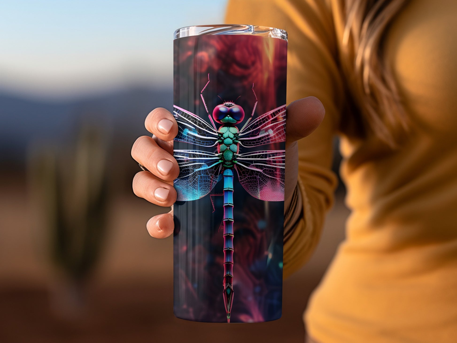 Dragonfly Art Design Insulated Travel Mug
