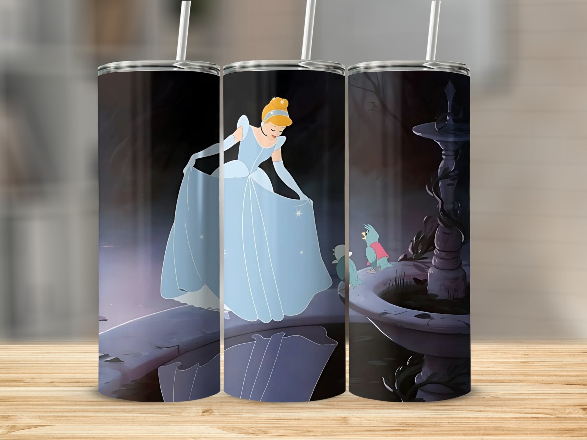 Enchanting Princess and Birds Scene on Drinkware