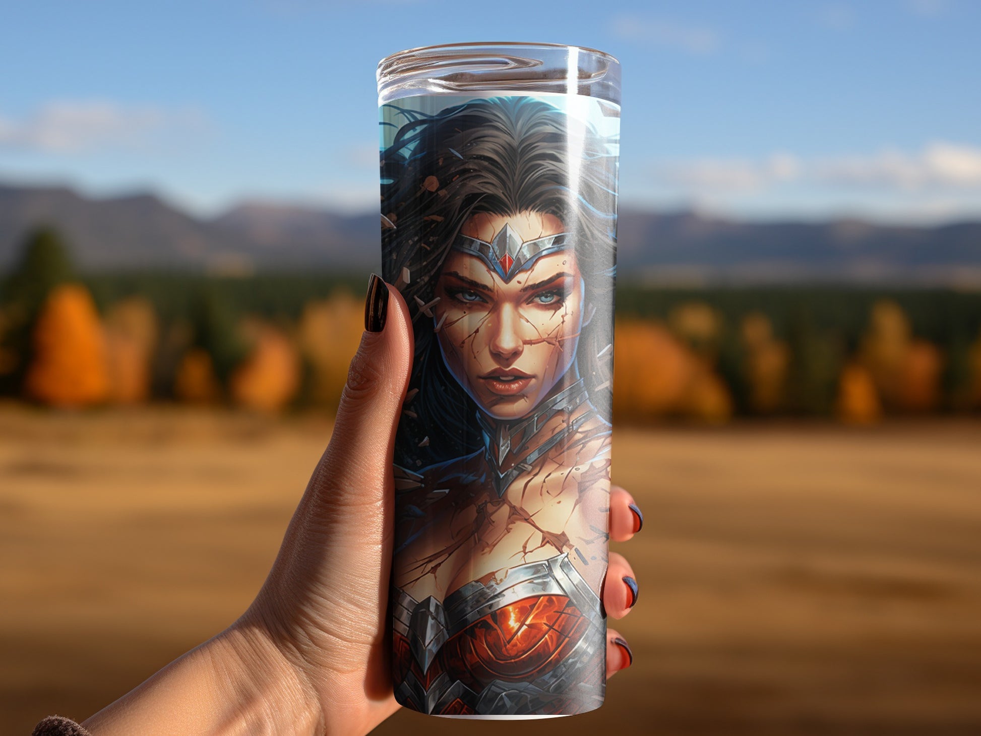 Heroic Warrior Woman Themed Tumbler Elegant Drinkware