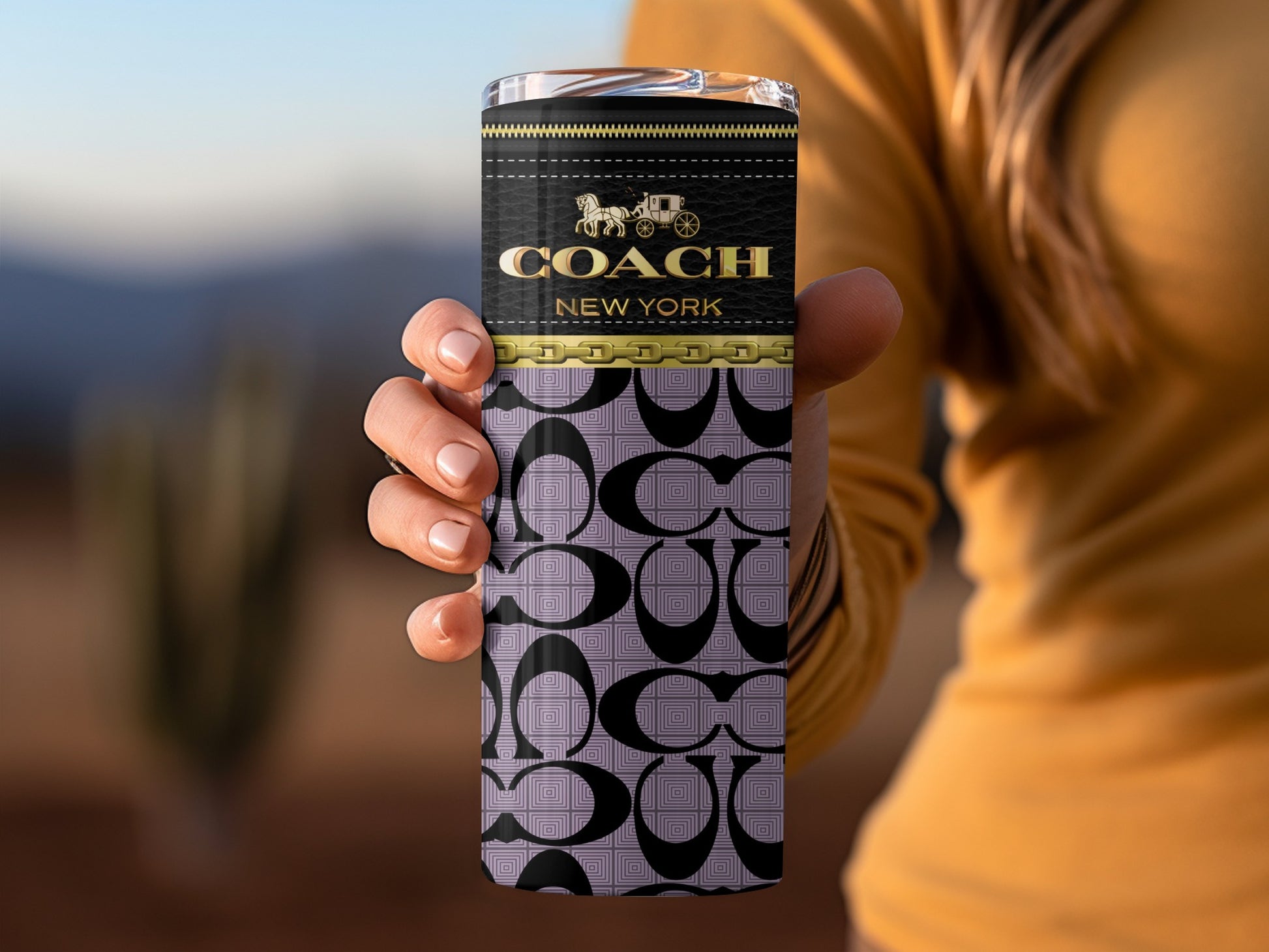 Coach New York Patterned Travel Tumbler