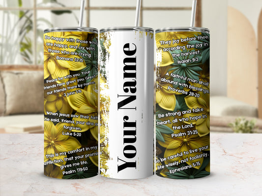 Floral Design Customizable Tumbler with Inspirational Quotes
