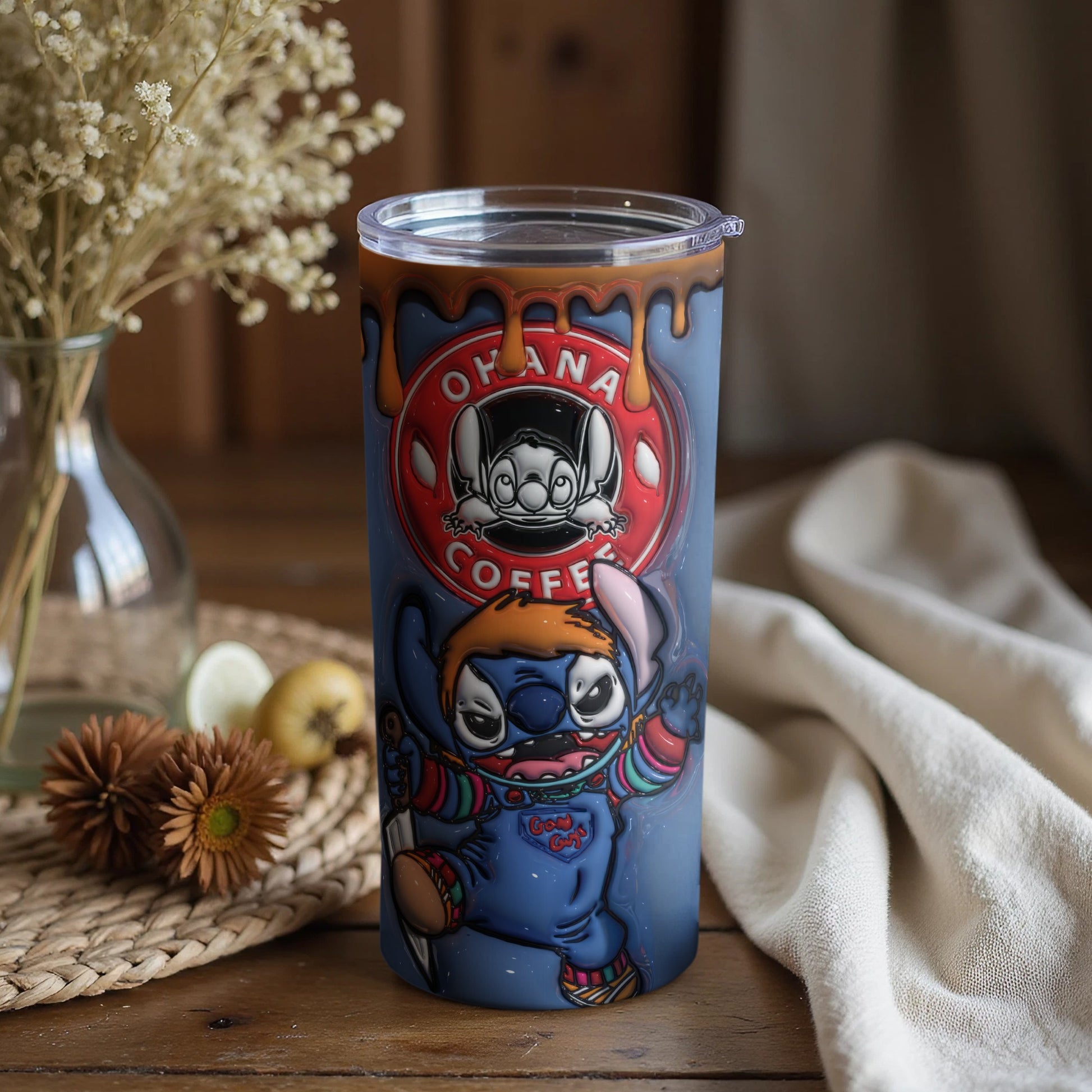 Ohana Coffee Stitch Themed Tumbler