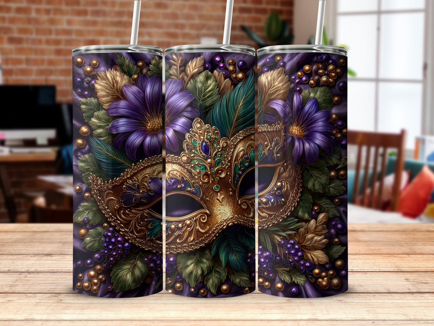 Intricately Designed Masquerade Theme Drinkware