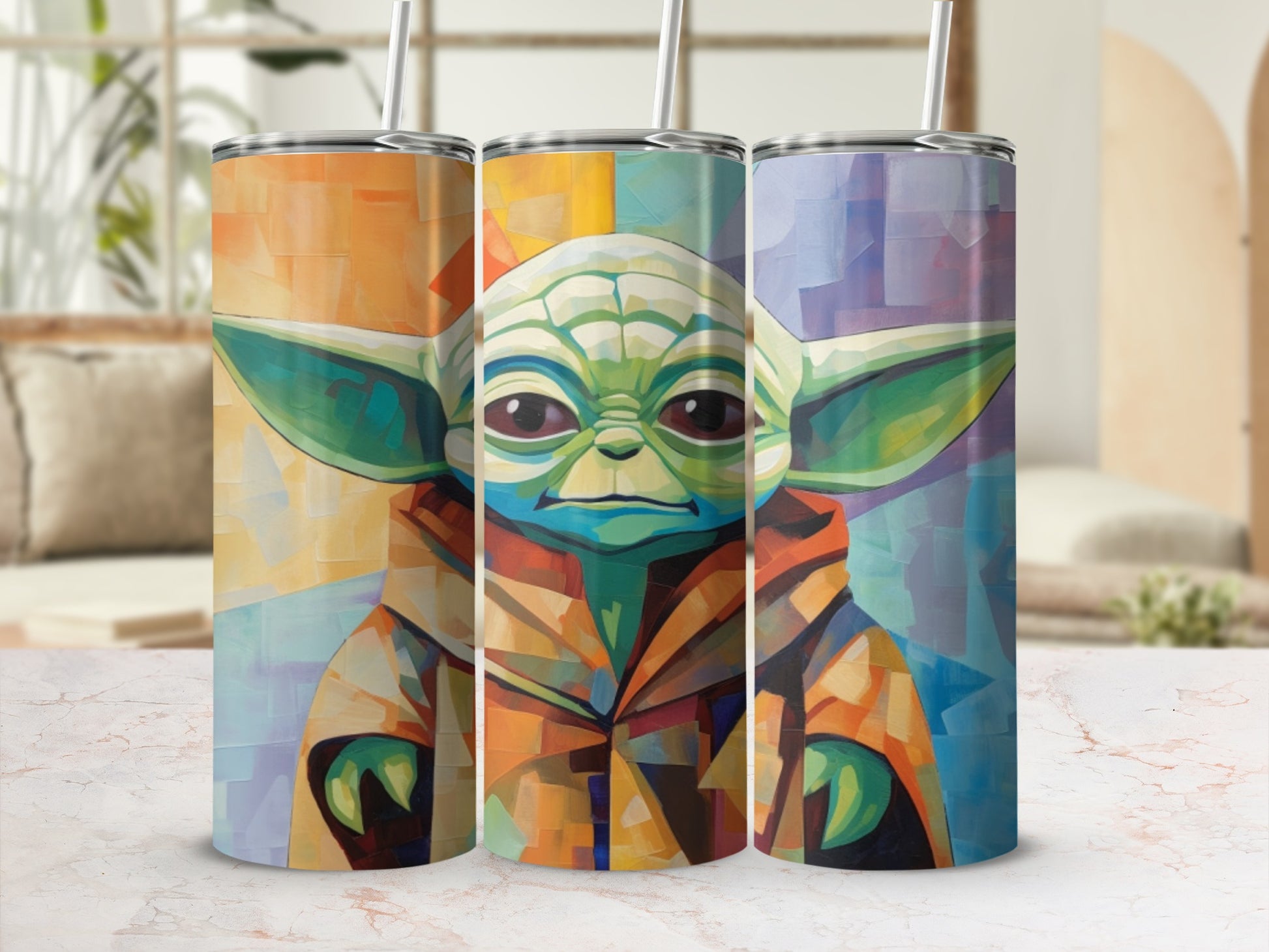 Grogu Abstract Colorful Art Design Star Wars Tumbler product type