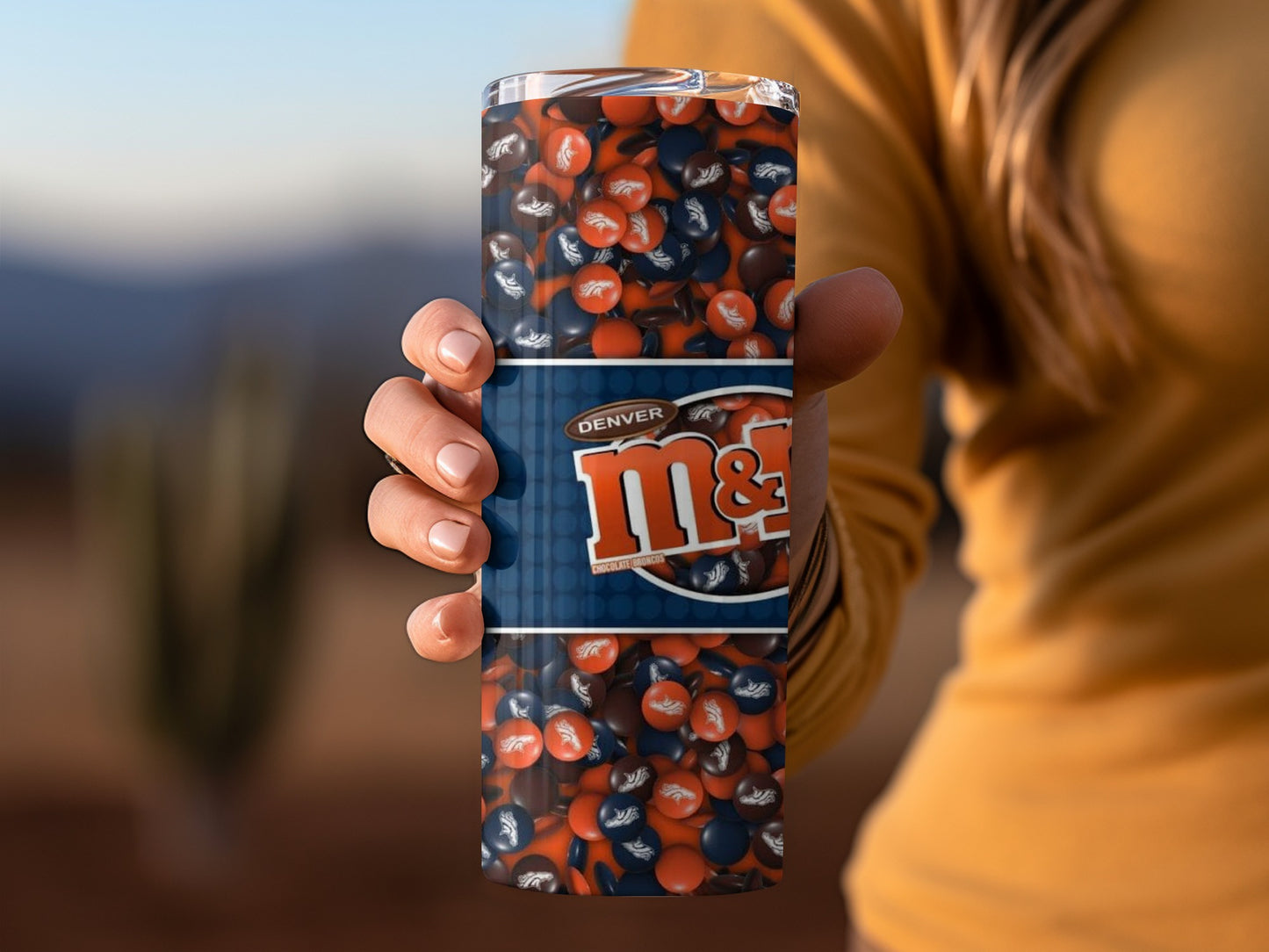 Denver Chocolate Broncos M&Ms Winning Size Pattern Tumblers
