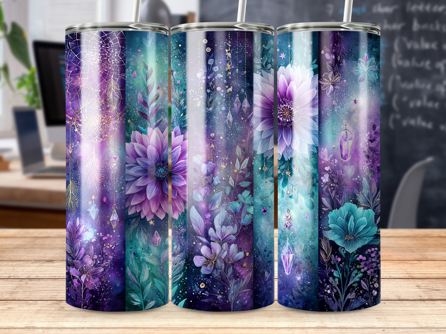 Stunning Floral Galaxy Tumblers for Unique Drinkware