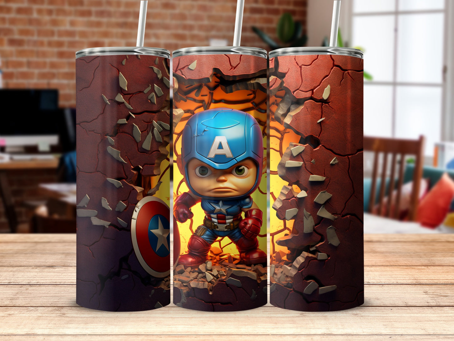 Shatter Effect Superhero Themed Stainless Steel Tumbler