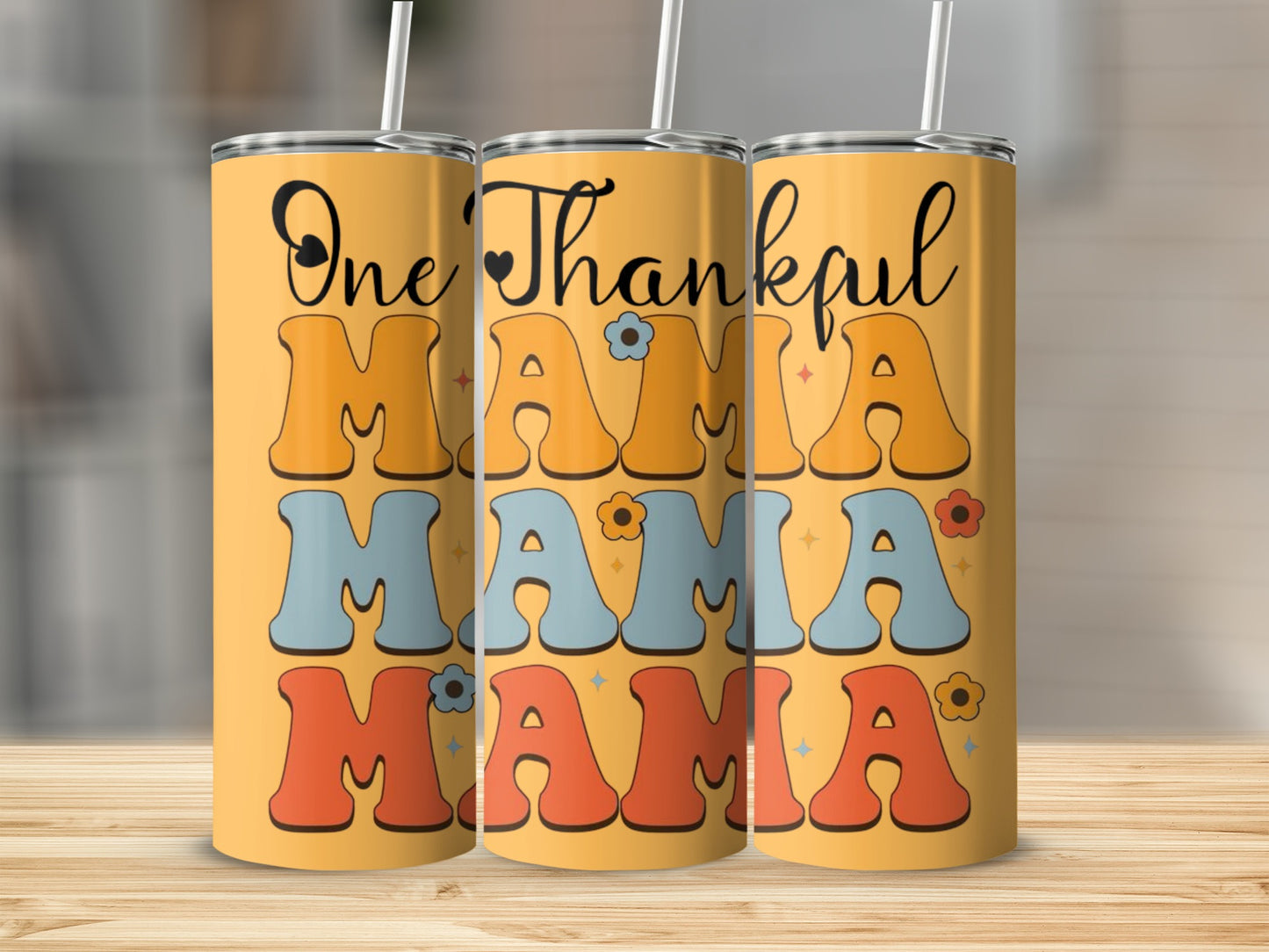 One Thankful Mama Colorful Tumbler Cup Product