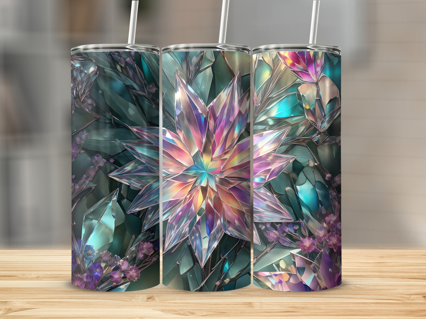 Iridescent Crystal Flower Faceted Tumbler product type
