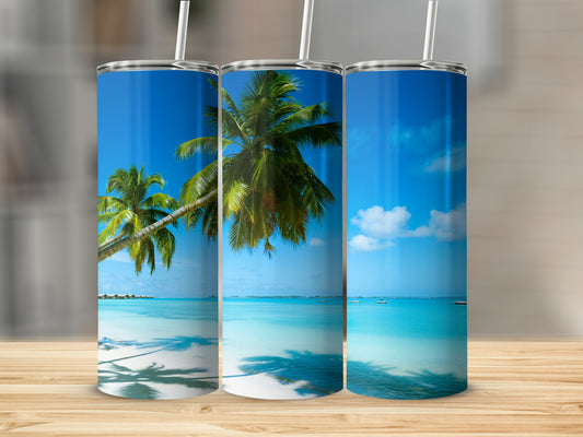 Tropical Island Beach Scenic Tumbler for Refreshing Sips