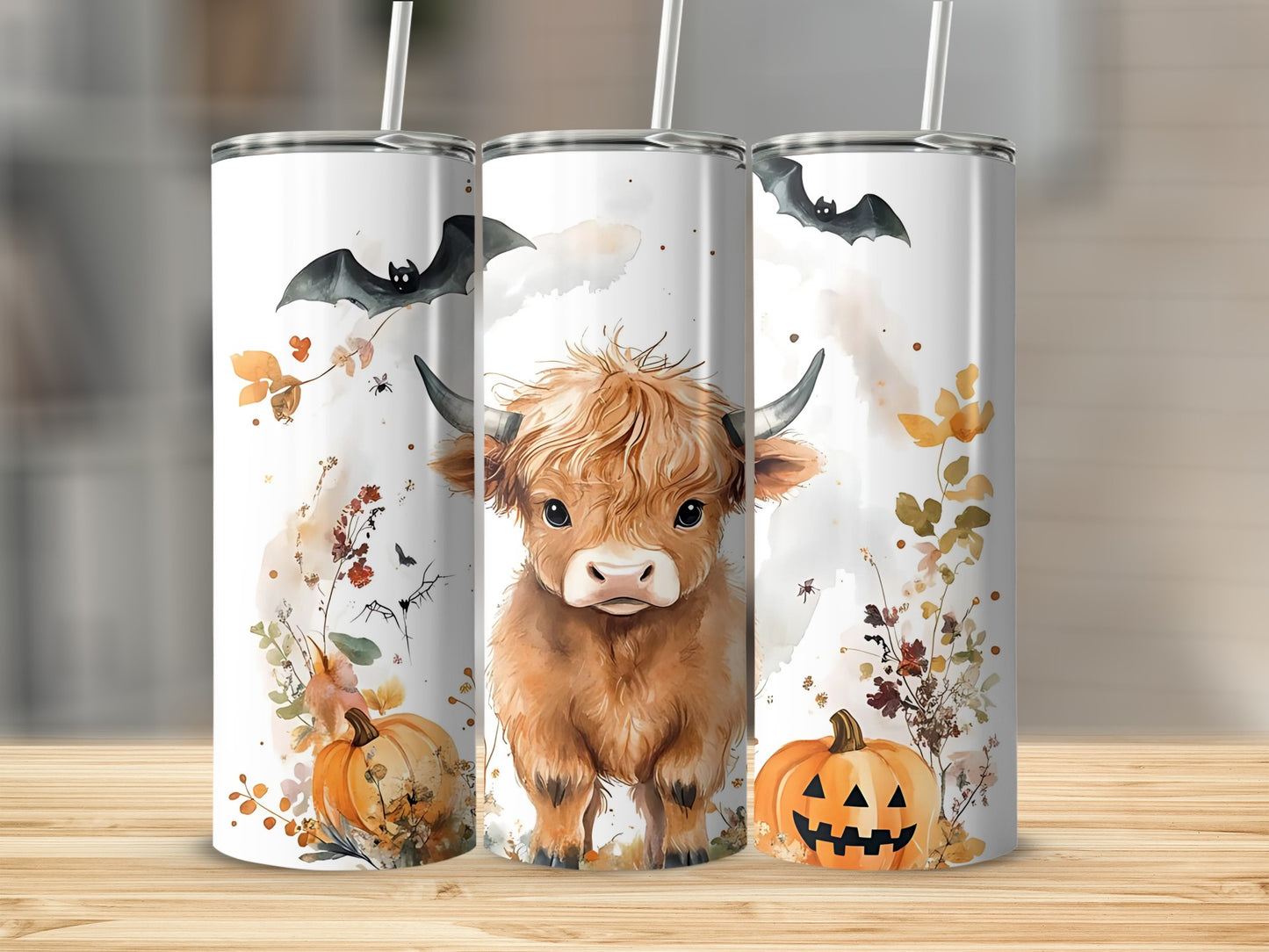 Adorable Highland Cow Fall Halloween Pumpkin Tumbler