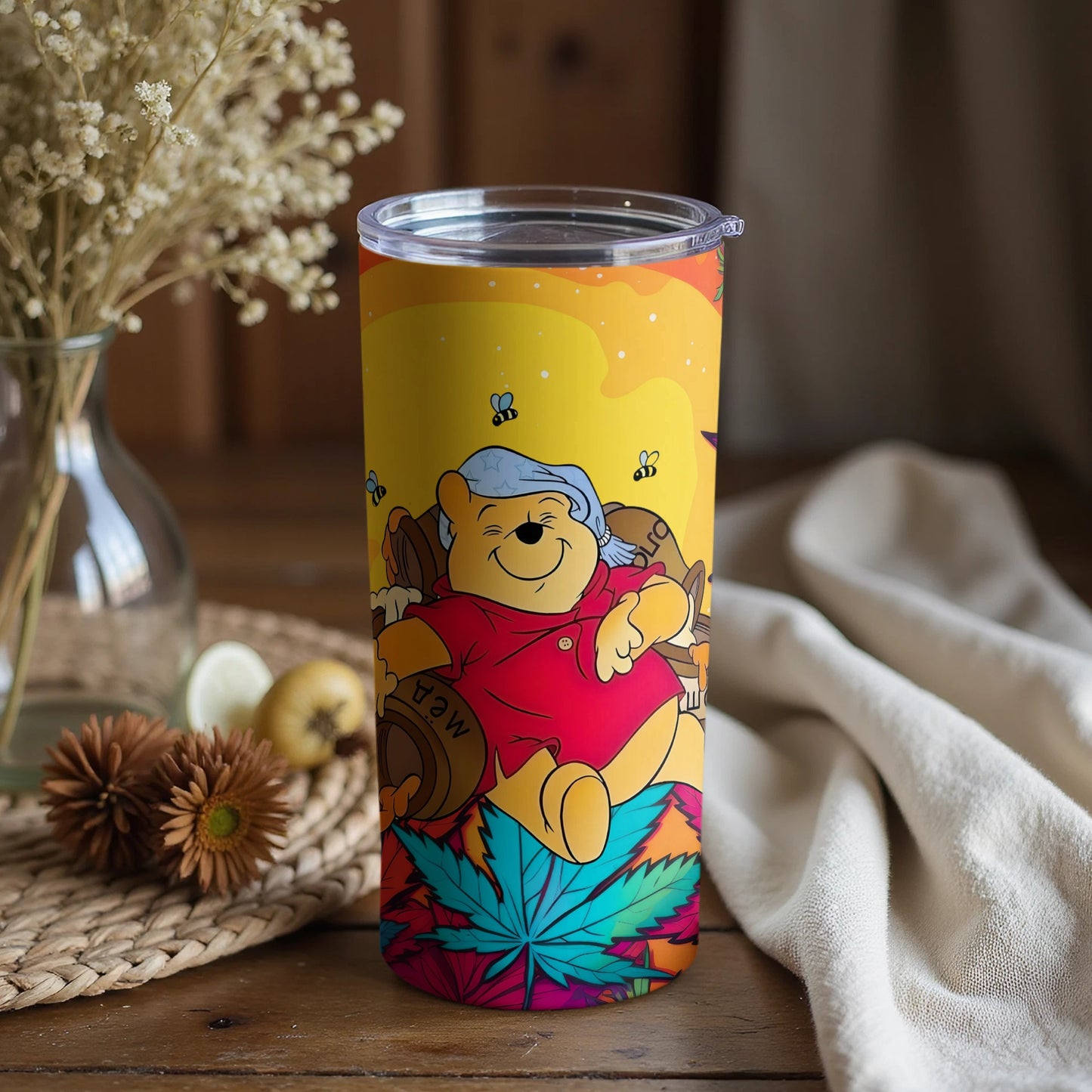 Vibrant Cartoon Bear with Honey Dream Tumbler