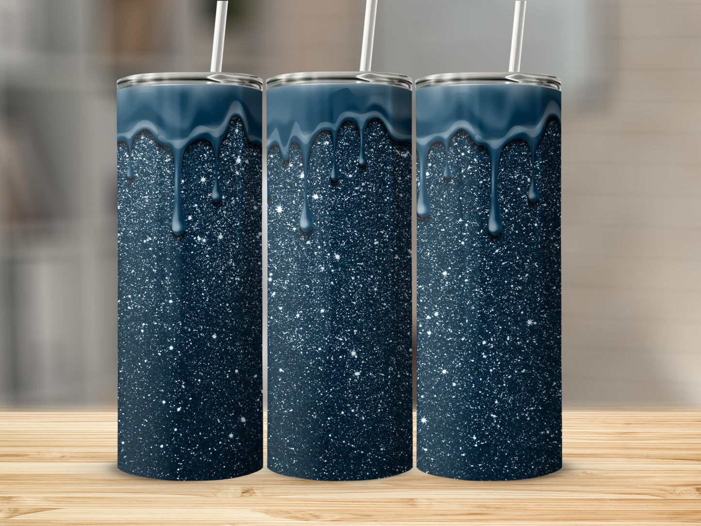 Glitter Drip Design Tumbler Cup Stainless Steel 20oz
